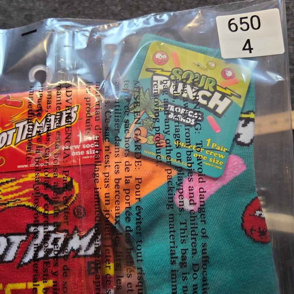 Disney Candy Novelty Sock Unisex 9 13 Moana Ursula Sour Punch Hot Tamales Bundle